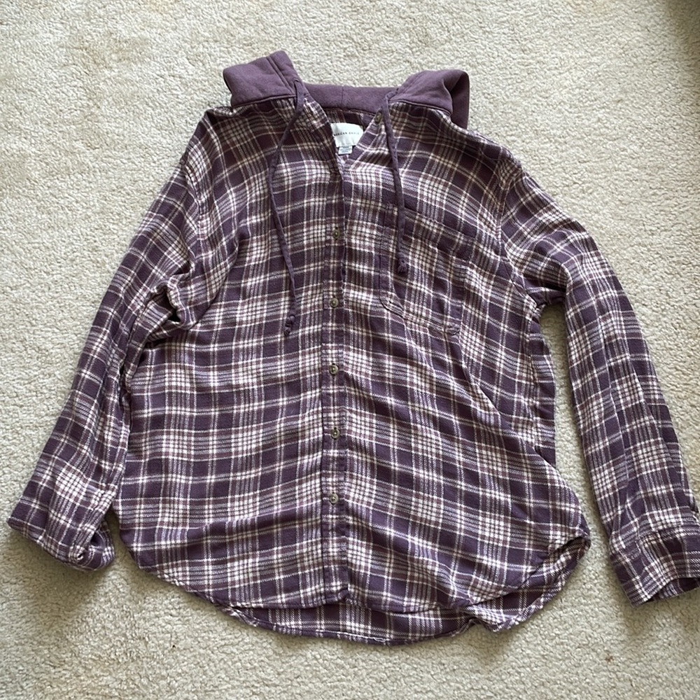 purple American eagle flannel with hood